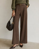 Women's Woven Polyester Pants Brown - RIHOAS