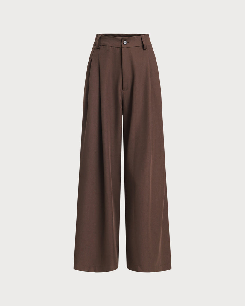 Women's Woven Polyester Pants Coffee Bottoms - RIHOAS