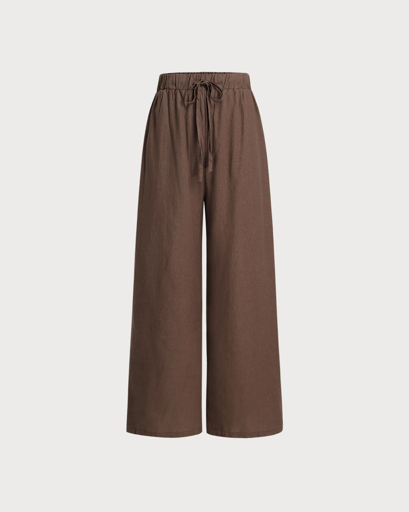 Women's Woven Polyester Pants Coffee Bottoms - RIHOAS