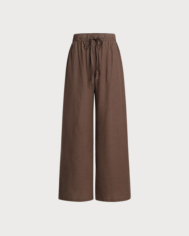 Women's Woven Polyester Pants Coffee Bottoms - RIHOAS