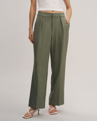 Women's Woven Polyester Pants Green Bottoms - RIHOAS