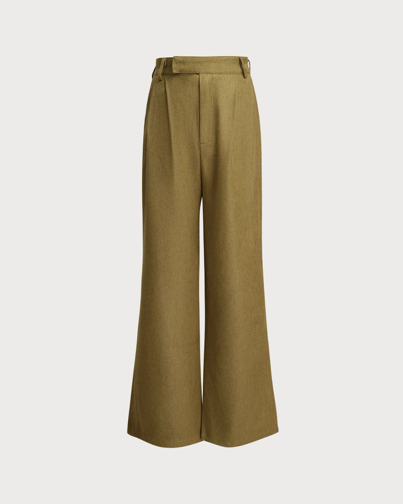 Women's Woven Polyester Pants Green Bottoms - RIHOAS