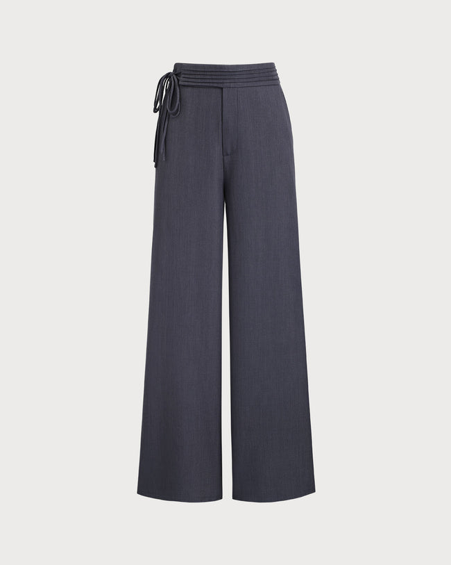Women's Woven Polyester Pants Grey Bottoms - RIHOAS