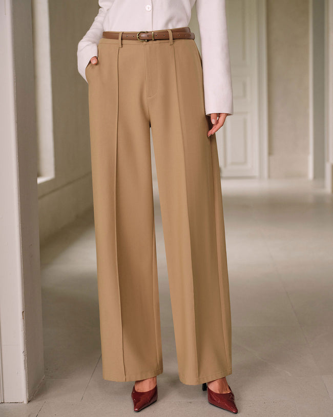 Women's Woven Polyester Pants Khaki Bottoms - RIHOAS