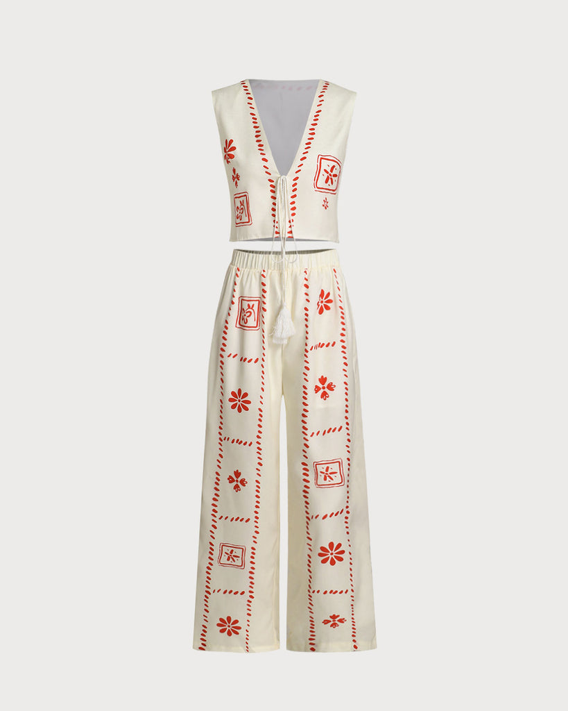 Women's Woven Polyester Pants Set Apricot Two-Piece Outfits - RIHOAS