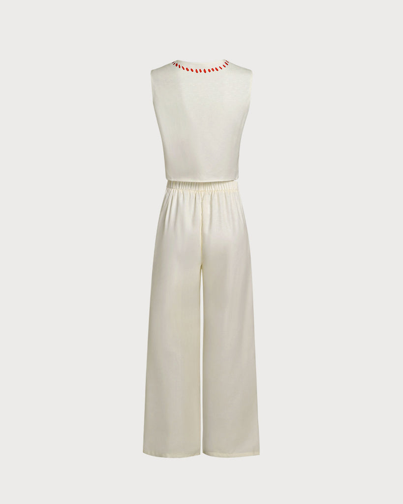 Women's Woven Polyester Pants Set Two-Piece Outfits - RIHOAS