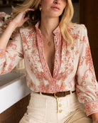 Apricot Turtle Floral Button Shirt 01