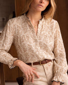 Apricot Poet Sleeve Floral Shirt 01