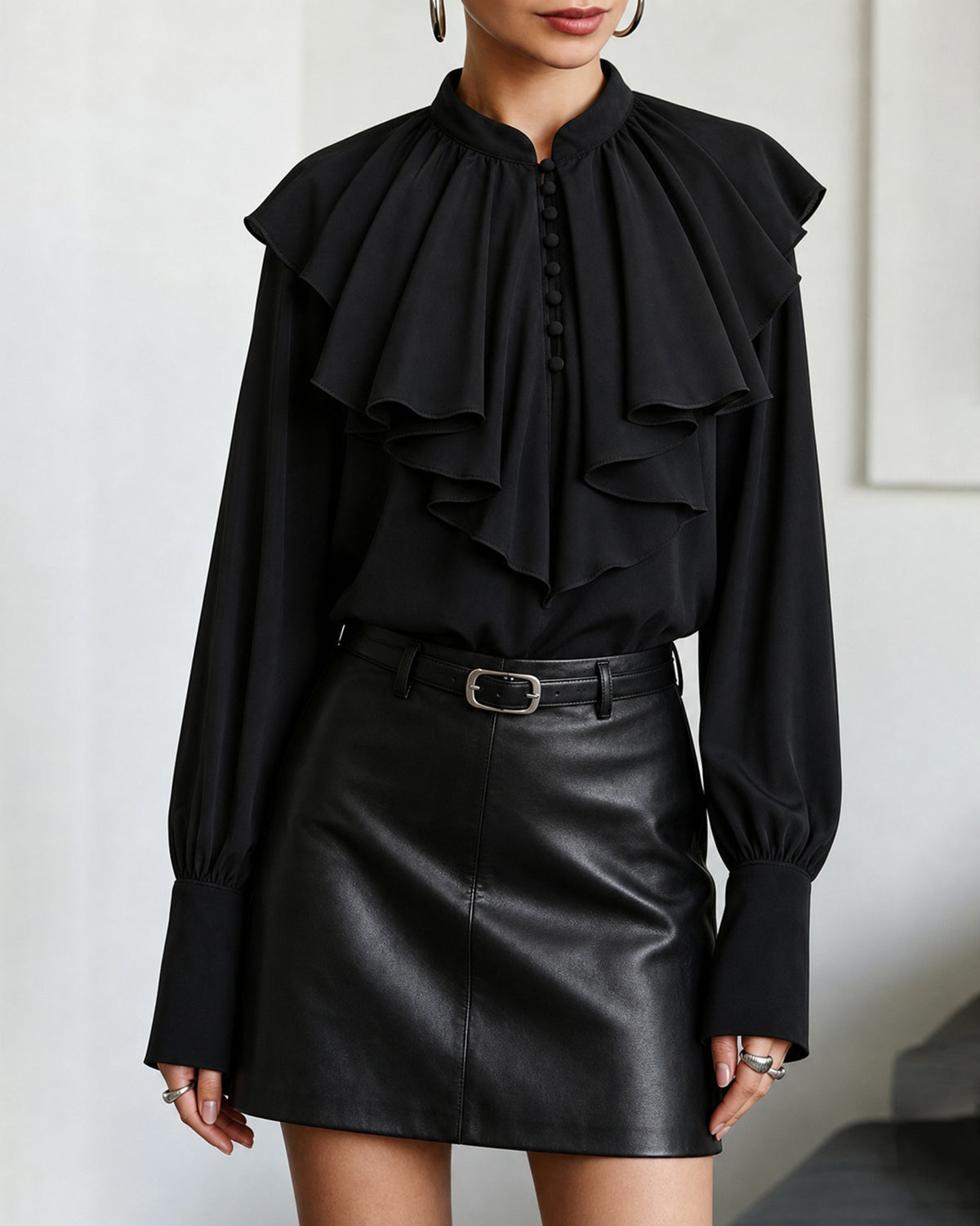 Women's Woven Polyester Shirt Black - RIHOAS