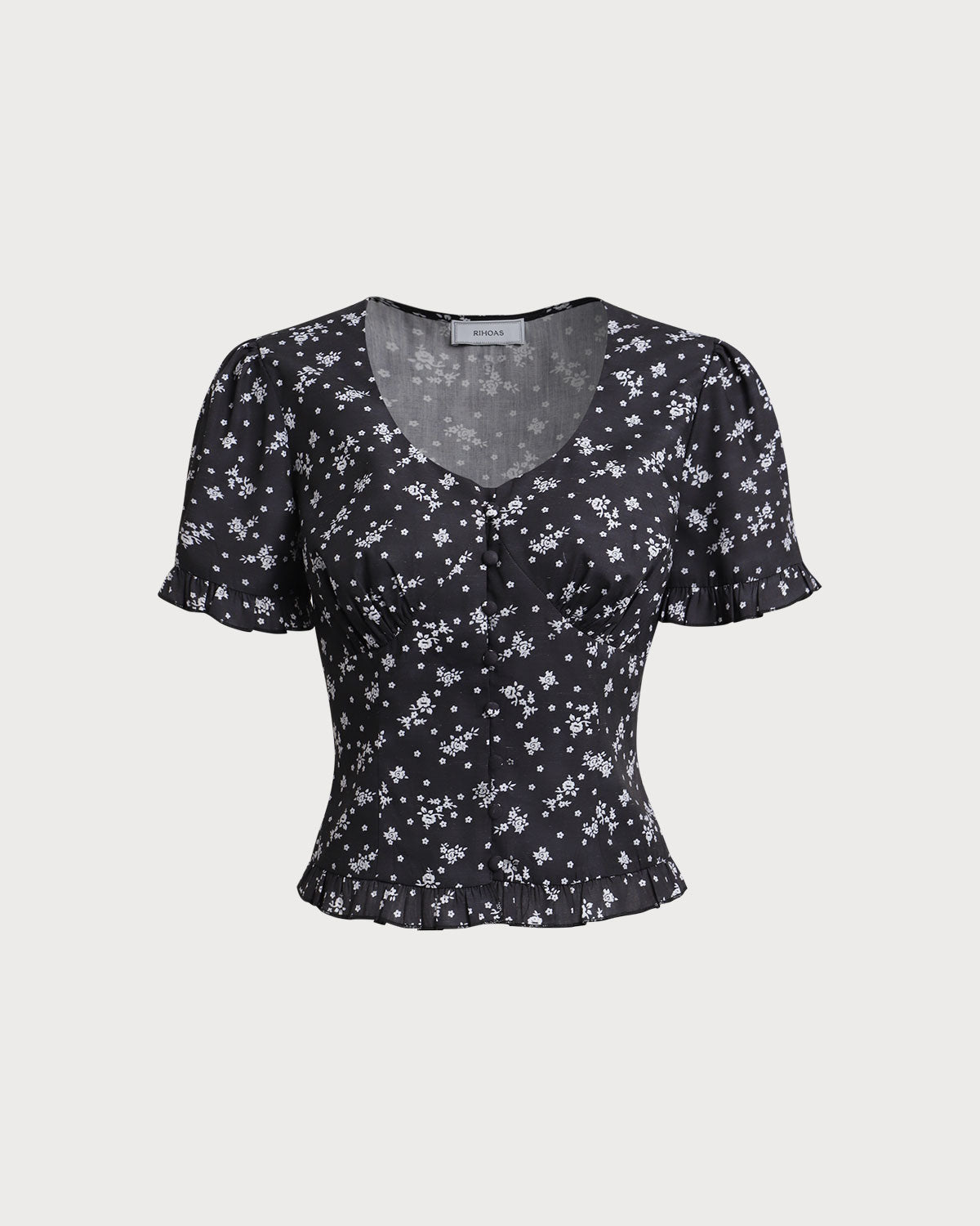 Women's Woven Polyester Shirt Black Tops - RIHOAS