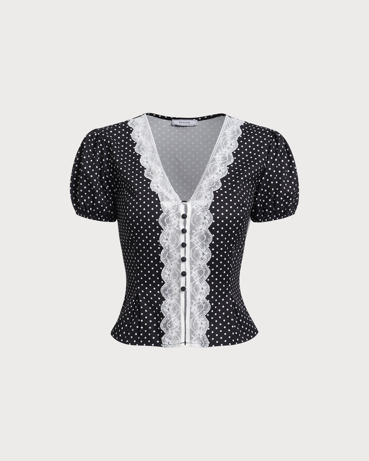 Women's Woven Polyester Shirt Black Tops - RIHOAS