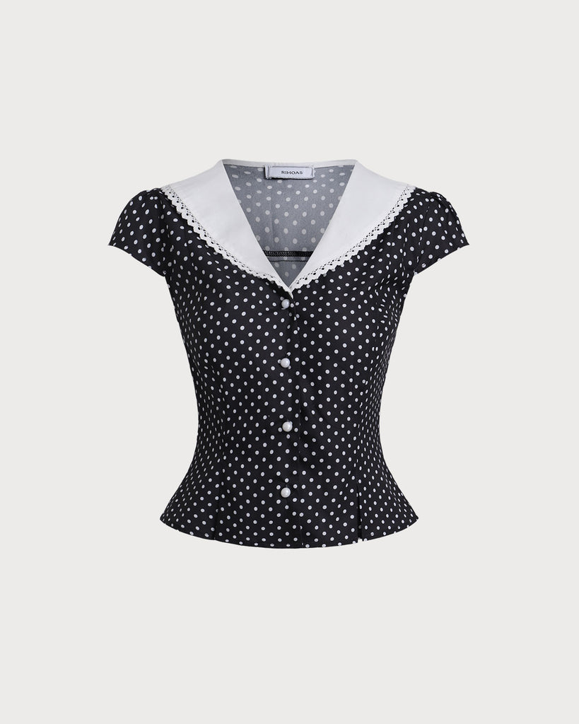 Women's Woven Polyester Shirt Black Tops - RIHOAS