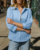 Women's Woven Polyester Shirt Blue Tops - RIHOAS