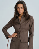 Women's Woven Polyester Shirt Coffee Tops - RIHOAS