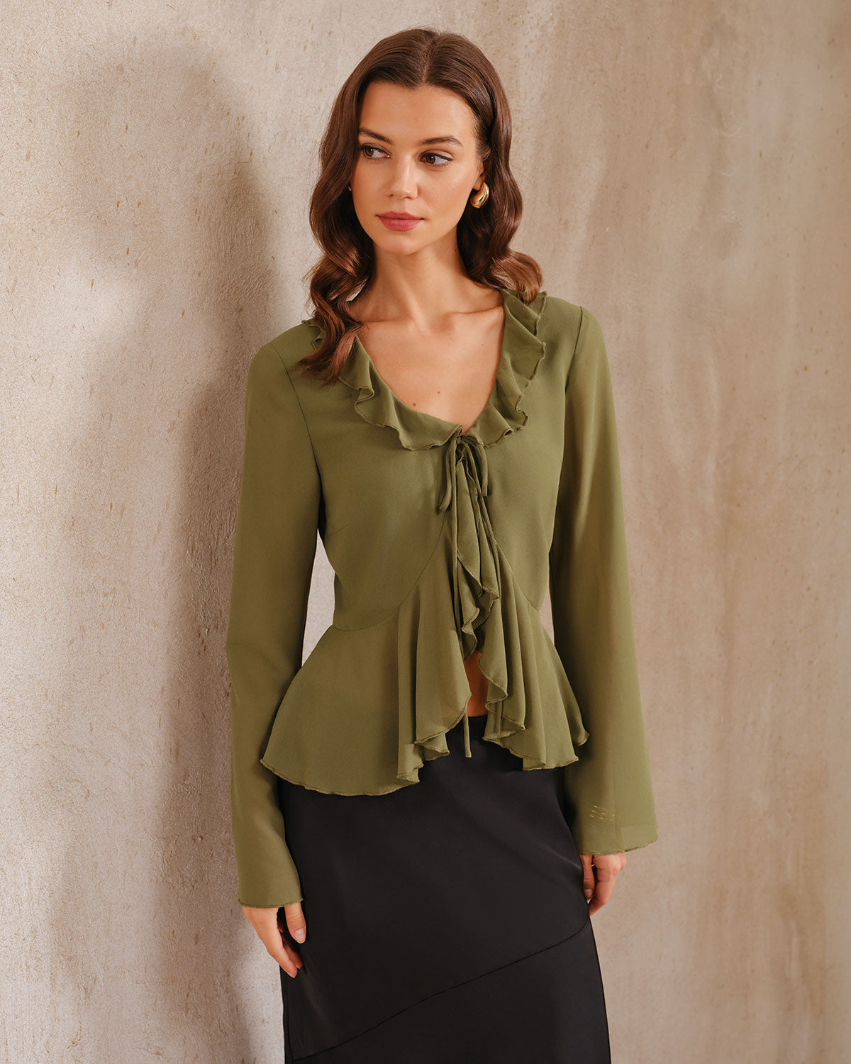 Women's Woven Polyester Shirt Green Tops - RIHOAS