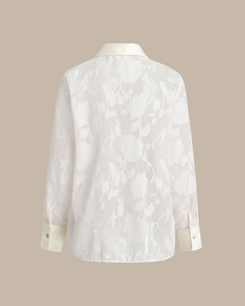 Apricot Floral Textured Button Shirt - RIHOAS