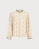 Apricot Poet Sleeve Floral Shirt 02