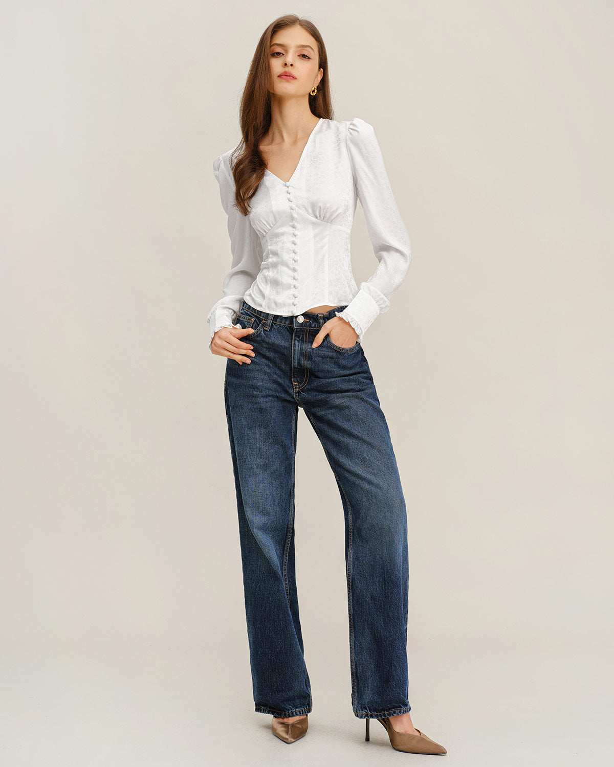 Women's Woven Polyester Shirt Tops - RIHOAS