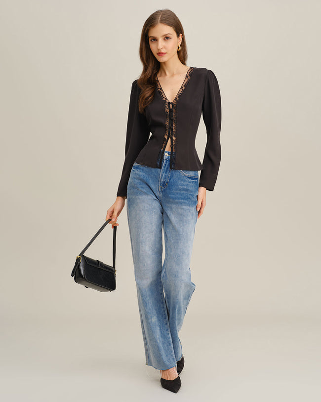 Women's Woven Polyester Shirt Tops - RIHOAS