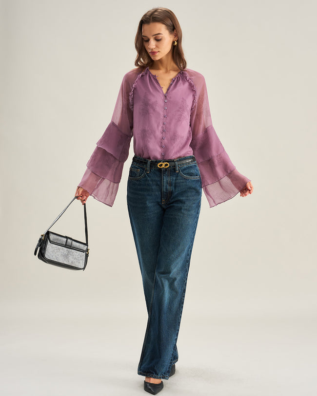 Women's Woven Polyester Shirt Tops - RIHOAS