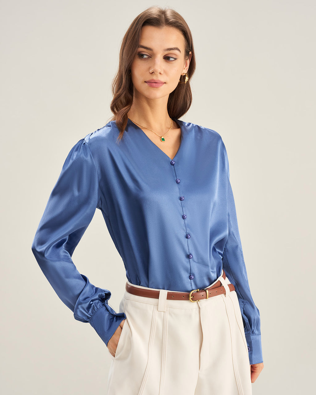 Women's Woven Polyester Shirt Tops - RIHOAS
