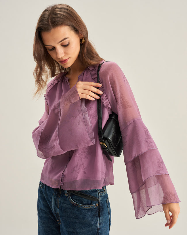 Women's Woven Polyester Shirt Tops - RIHOAS