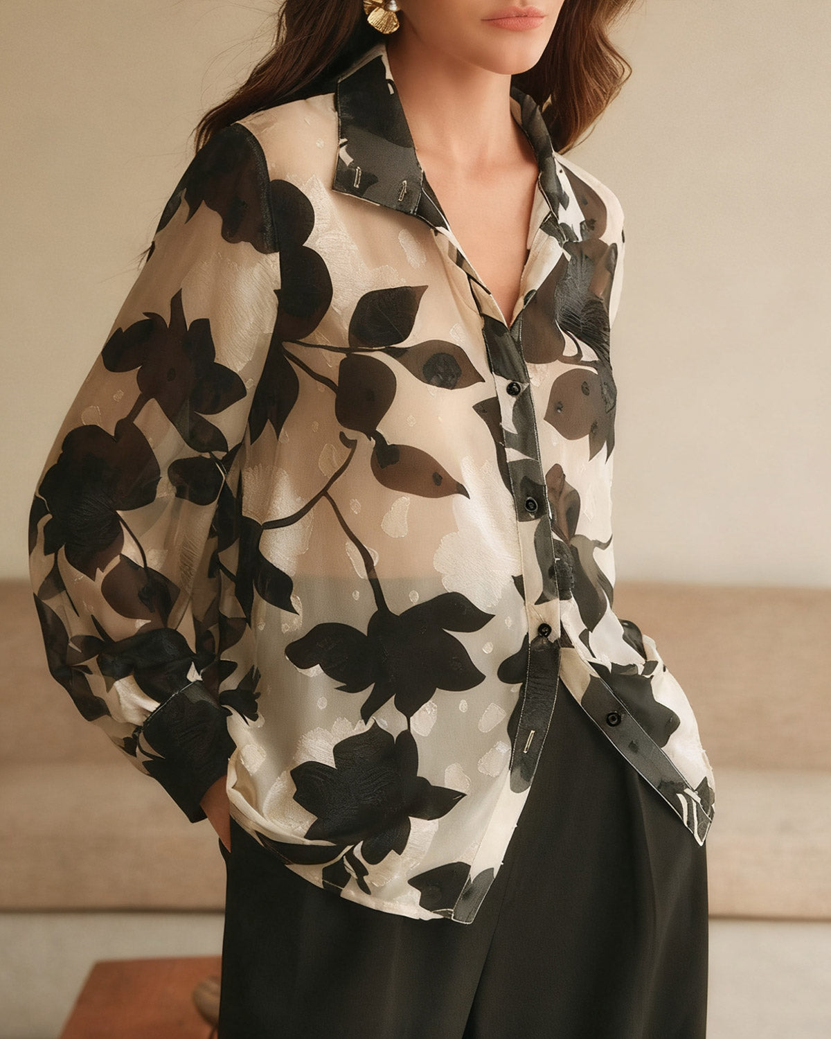 Women's Woven Polyester Shirt Tops - RIHOAS