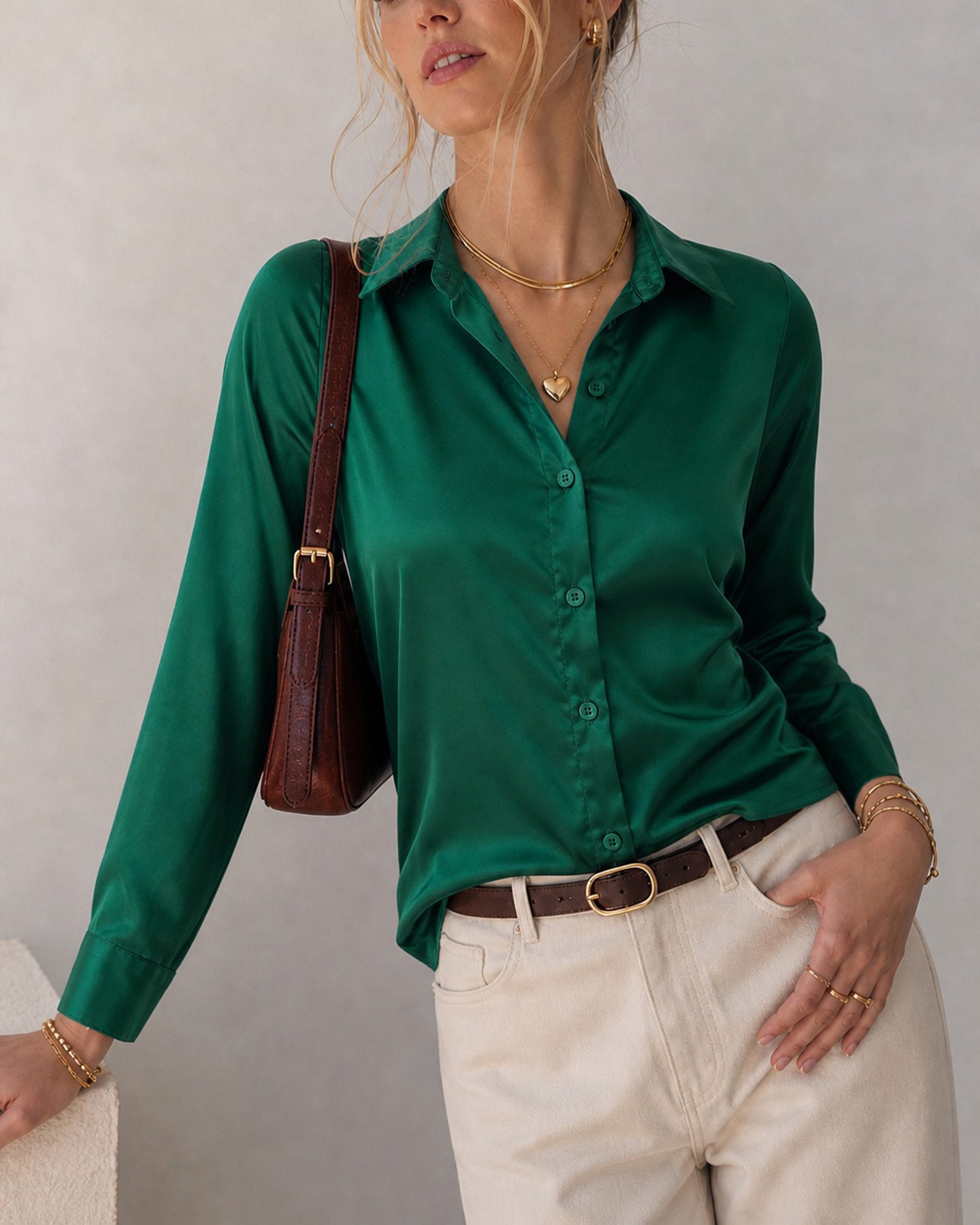 Women's Woven Polyester Shirt - RIHOAS - 02