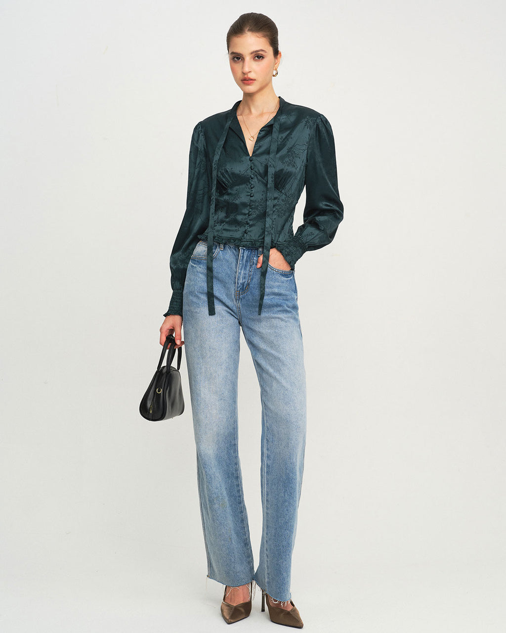 Women's Woven Polyester Shirt Tops - RIHOAS