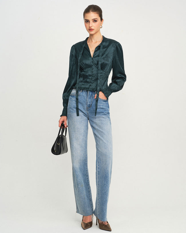 Women's Woven Polyester Shirt Tops - RIHOAS