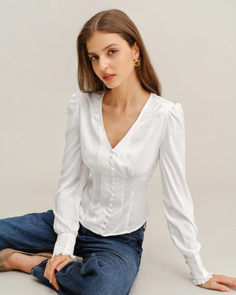 Women's Woven Polyester Shirt Tops - RIHOAS