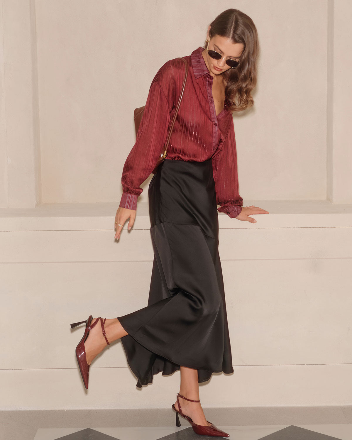 Women's Woven Polyester Shirt Tops - RIHOAS