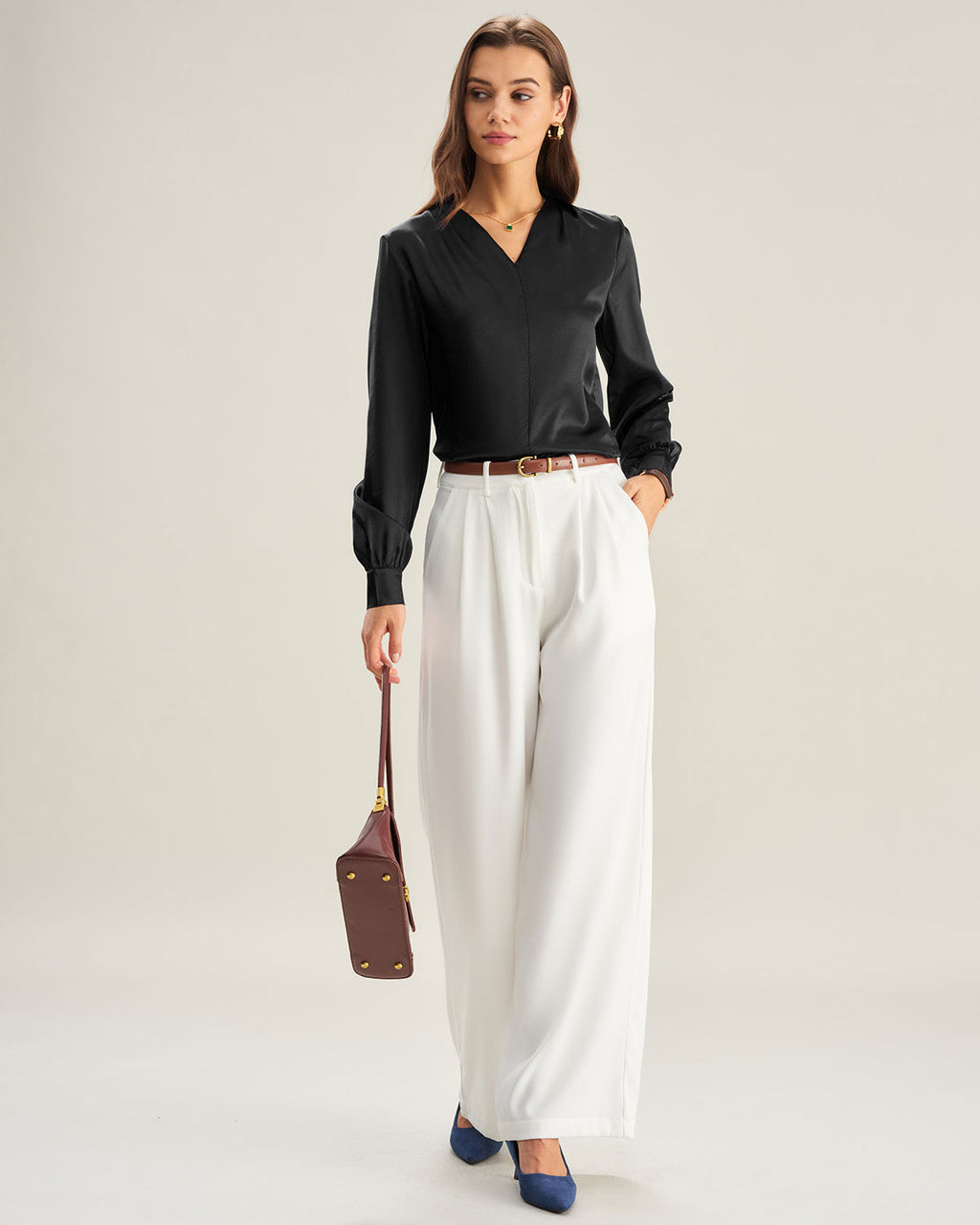 Women's Woven Polyester Shirt Tops - RIHOAS