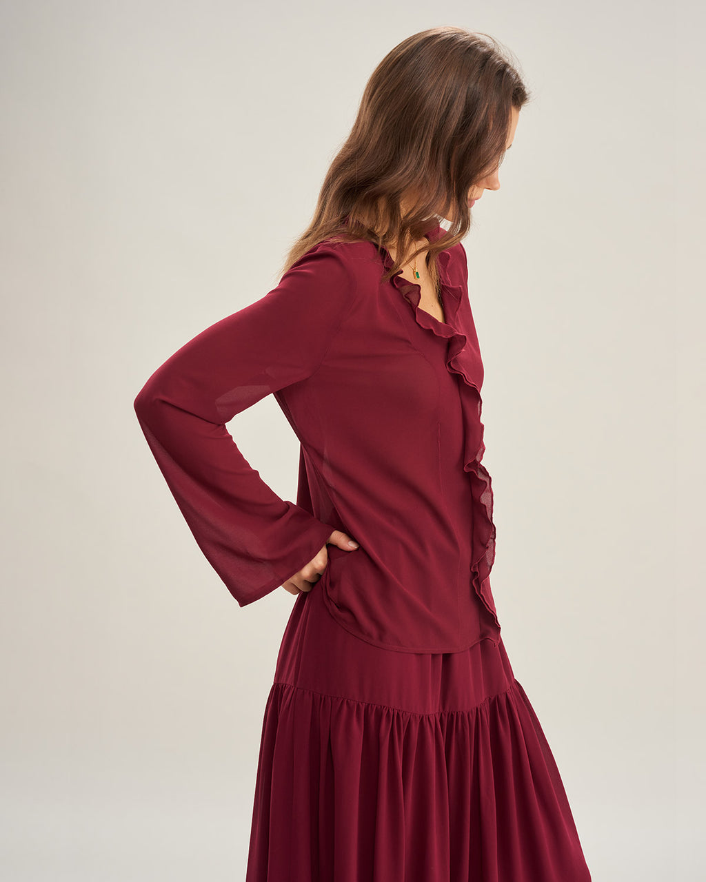 Women's Woven Polyester Shirt Tops - RIHOAS