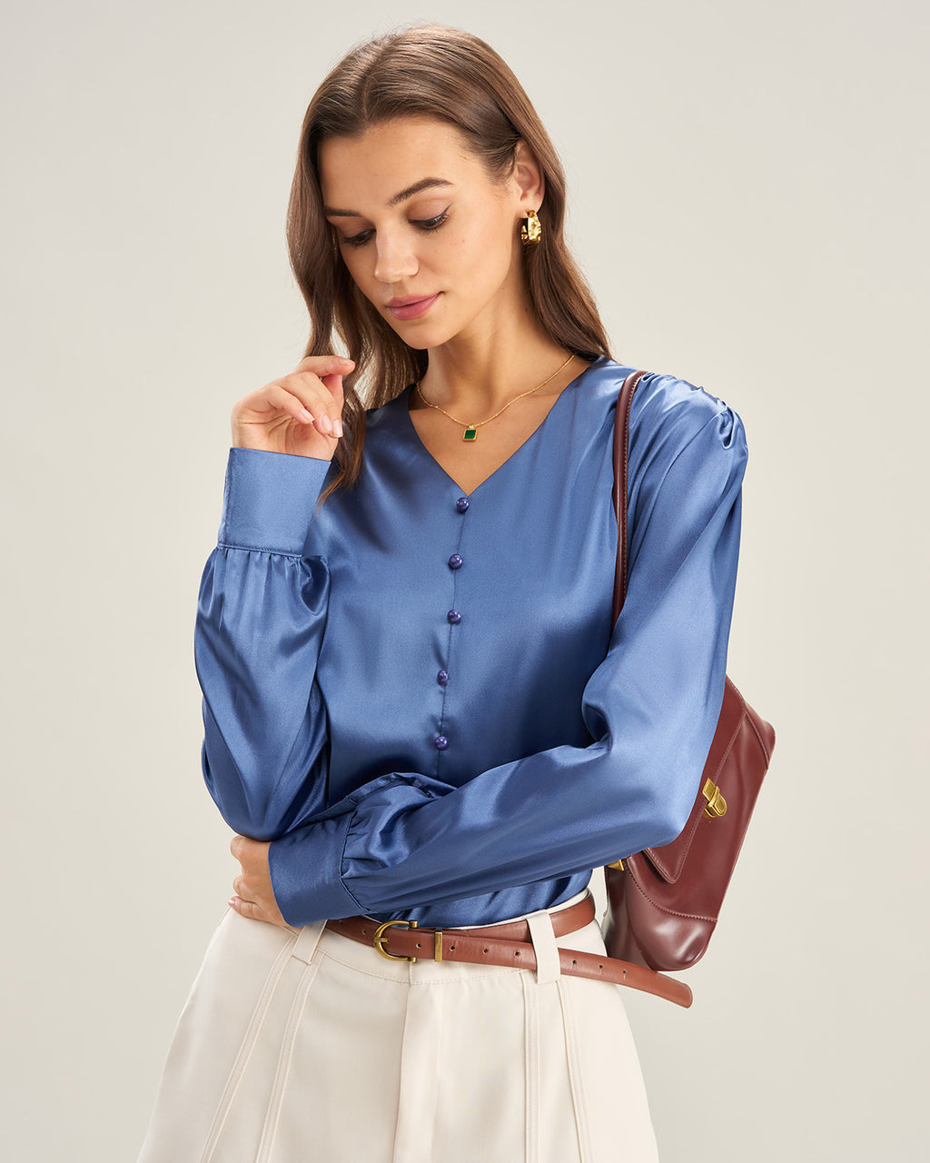 Women's Woven Polyester Shirt Tops - RIHOAS