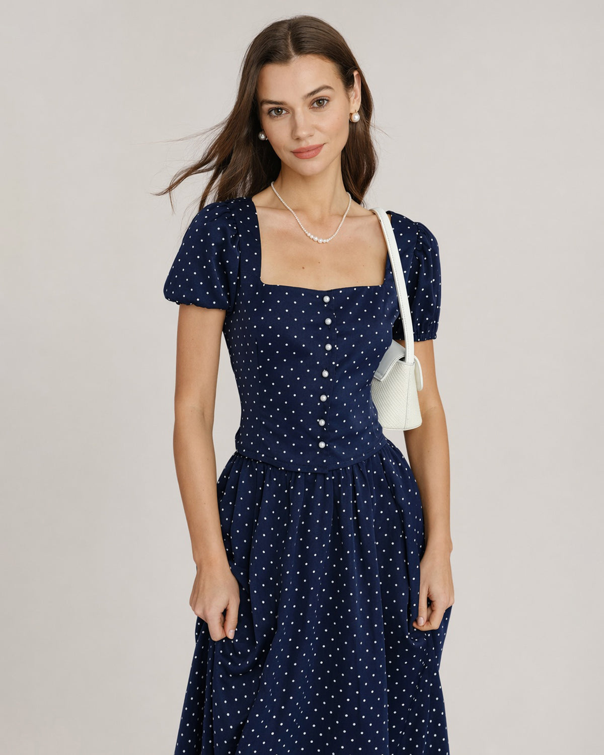 blue dress tops for women 100% Cotton Blue Button Front Eyelet Top - Casual Tops main image 1