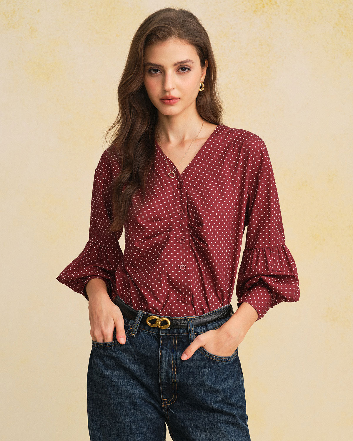 Women's Woven Polyester Shirt Tops - RIHOAS