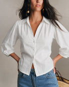 Women's Woven Polyester Shirt White Tops - RIHOAS