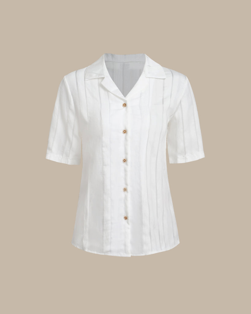 Women's Woven Polyester Shirt White Tops - RIHOAS