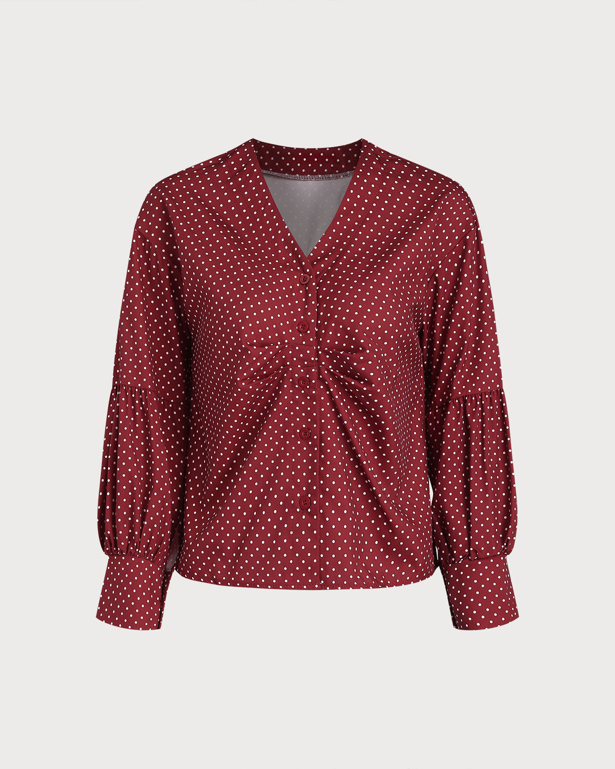 Women's Woven Polyester Shirt Wine Red Tops - RIHOAS