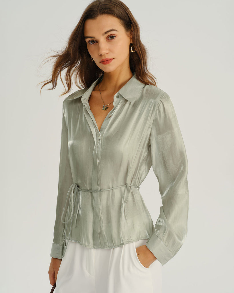 Women's Woven Polyester Shirts Tops - RIHOAS