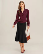 Women's Woven Polyester Shirts Tops - RIHOAS