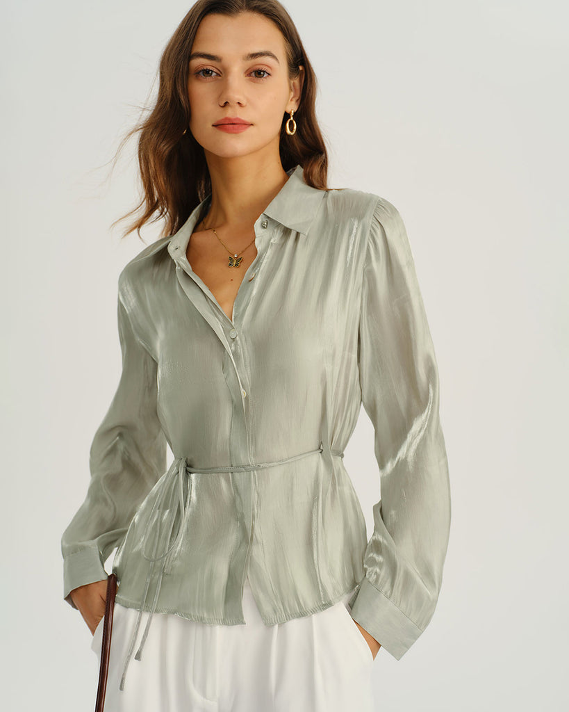 Women's Woven Polyester Shirts Tops - RIHOAS