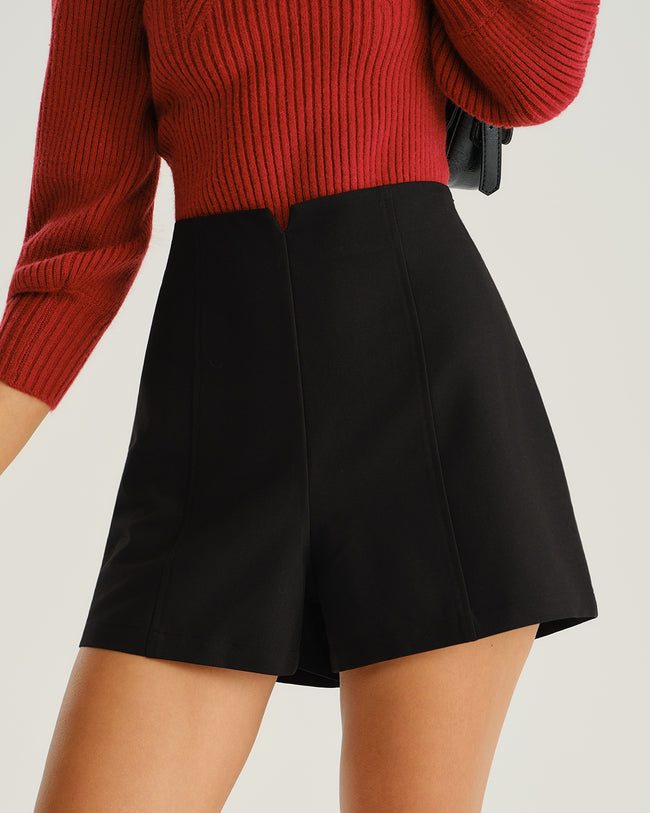 Women's Woven Polyester Shorts Black Bottoms - RIHOAS