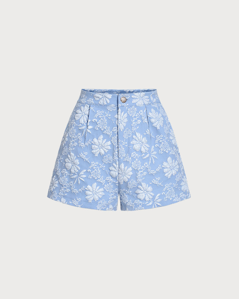 Women's Woven Polyester Shorts Blue Bottoms - RIHOAS