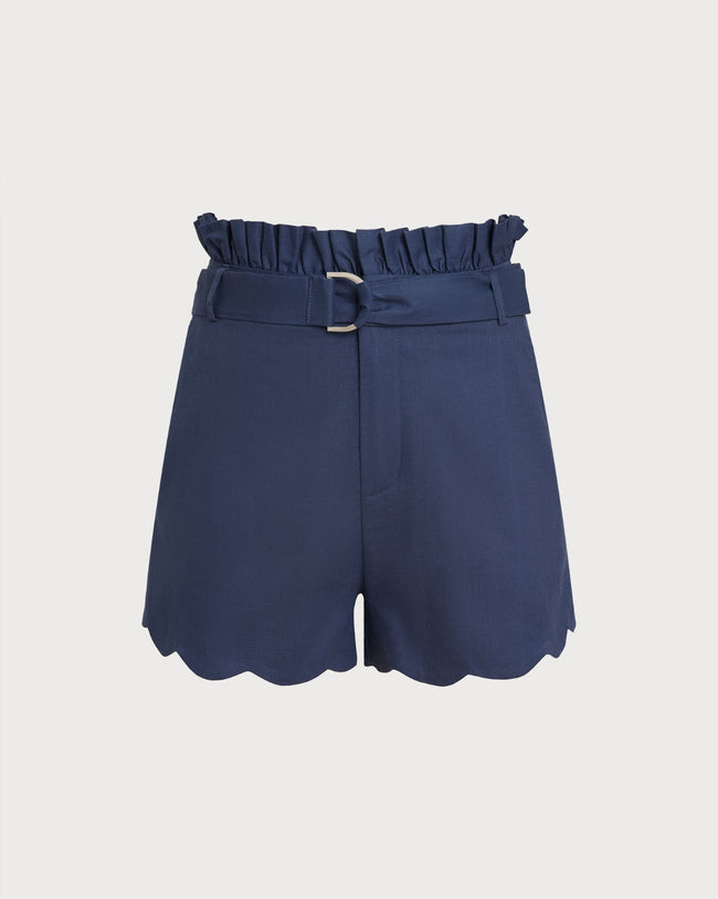 Women's Woven Polyester Shorts Blue Bottoms - RIHOAS