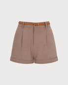 Women's Woven Polyester Shorts Brown Bottoms - RIHOAS