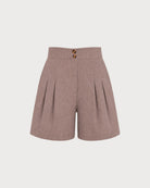 Women's Woven Polyester Shorts Brown Bottoms - RIHOAS