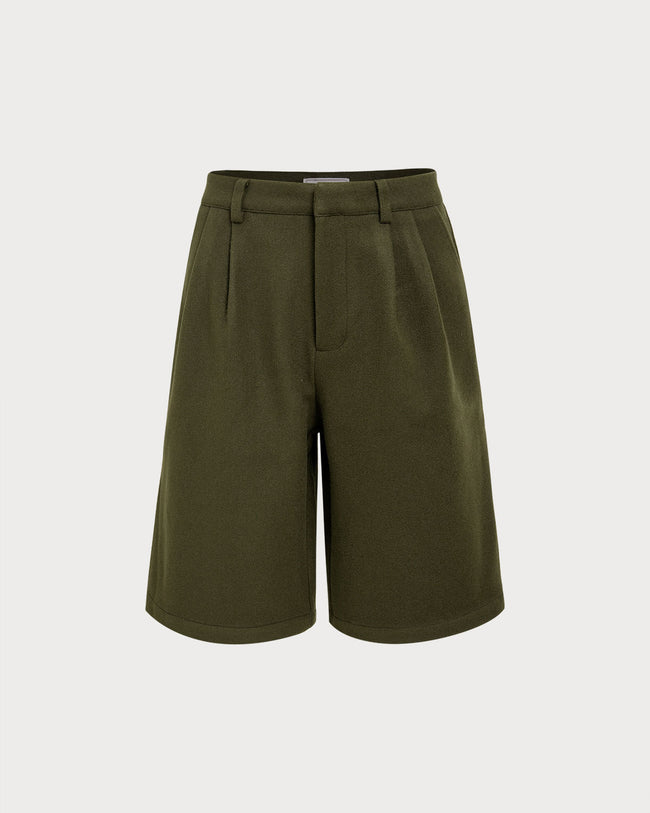 Women's Woven Polyester Shorts Green Bottoms - RIHOAS