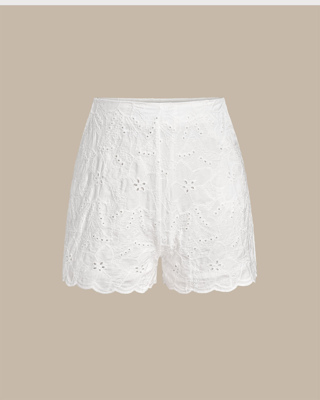 Women's Woven Polyester Shorts White Bottoms - RIHOAS